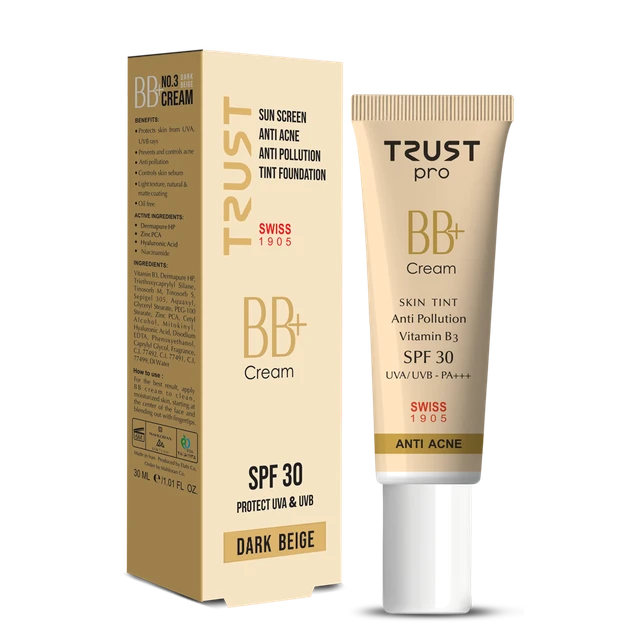 بی بی BB کرم پلاس شماره 3 (بژ تیره) تراست TRUST 🇨🇭