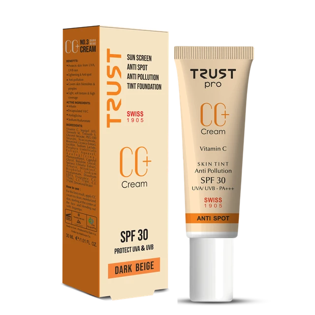 سی سی CC کرم پلاس شماره 3 (بژ تیره) تراست TRUST 🇨🇭